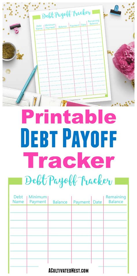 printable debt payoff tracker budget binder page  cultivated nest