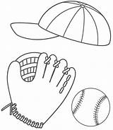 Baseball Coloring Glove Sports Balls Ball Pages Cap Rugby Drawing Bat Softball Kids Sport Father Clipart Color Hat Cliparts Print sketch template