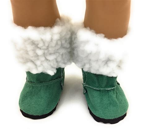 suede boots  fur trim green doris doll boutique