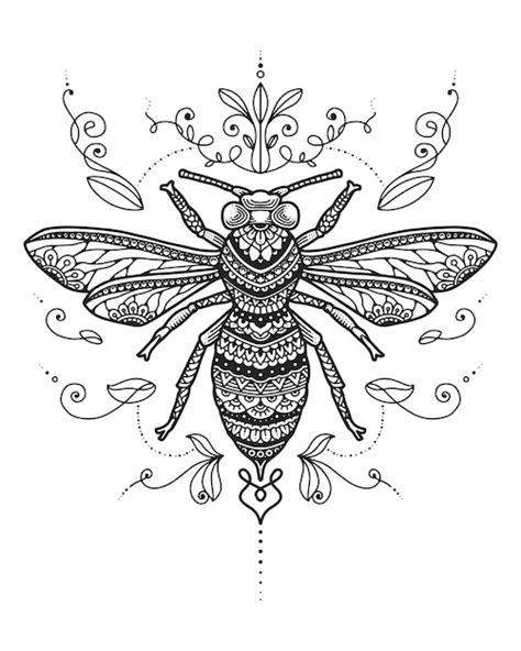 bee mandala coloring page premium vector