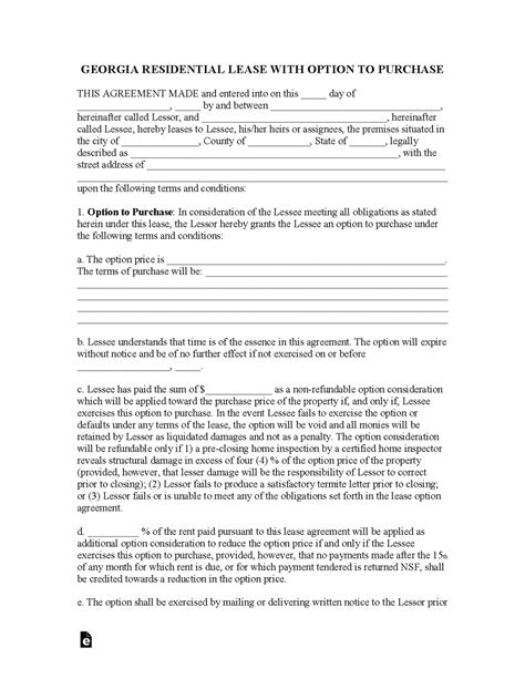 georgia lease agreement templates   word rtf