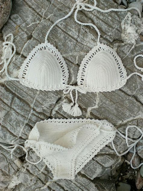 crochet bikini set tassel white bikini crochet swimwear bikini etsy