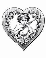 Coloring Vintage Pages Adults Drawing Heart Cupidon Adult Color Cadre Beautiful Justcolor sketch template