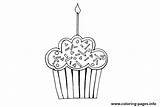 Cupcake Birthday Coloring Happy Printable Pages sketch template