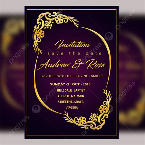 purple wedding invitation card template psd file  vector royal border template