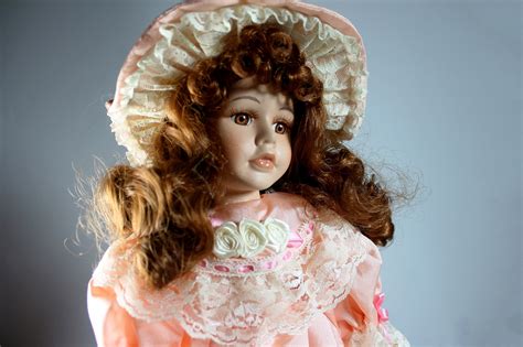 porcelain doll  dee collectors choice victorian pink dress   bisque porcelain