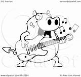 Devil Guitar Chubby Playing Clipart Cartoon Thoman Cory Outlined Coloring Vector 2021 sketch template