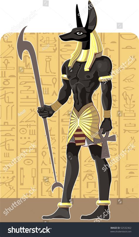 Mighty Great Dark Anubis On Egypt Stock Vector 52532362