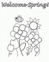 Spring Coloring Pages Preschool Simple Color Printable Kids Welcome Cartoon Sheets Book Mini Weather Print sketch template