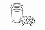 Donut Coffee Coloring Cup Vector sketch template