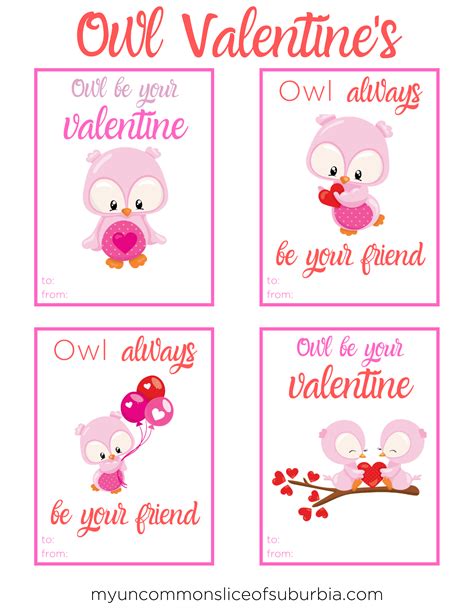 owl valentine cards  printable  uncommon slice  suburbia
