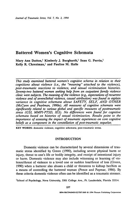 battered womens cognitive schemata