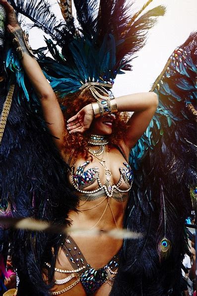 Carnival Queen Rihanna Parades Around In Tiny Sparkly Bra