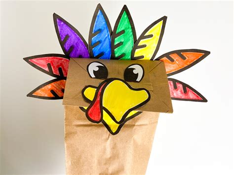 printable turkey puppet activity fun kids craft  thanksgiving paper