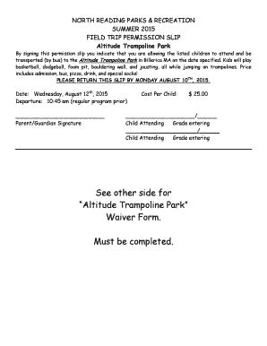 trampoline waiver form fill  printable fillable blank