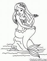 Sirene Sirenette Disegni Colorare Sirena Roccia Seduta sketch template