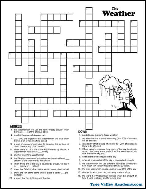 weather forecast crossword puzzle  kids  printable