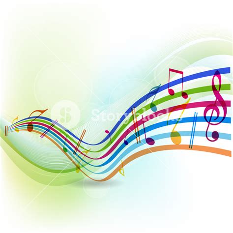 Abstract Colorful Musical Note On Waves Background
