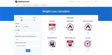 weight loss calculator weight loss goal planner