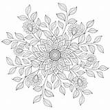 Coloring Adult Flower Adults Pages Floral sketch template