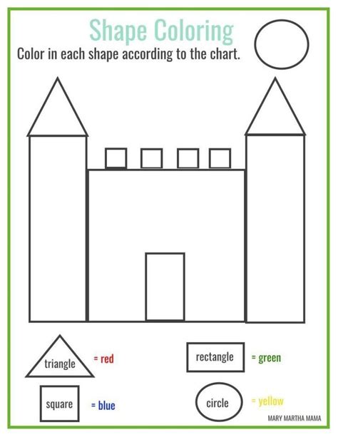 preschool coloring shapes worksheets  kindergarten