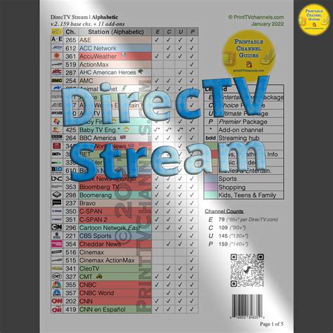 printable directv stream channel lineup guide