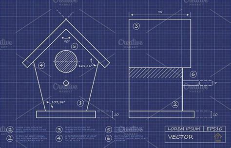 blueprint  birdhouse vectorial real estates design blueprints vector pattern