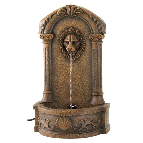 water fountains outdoor faux stone lion head wall fountain