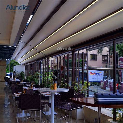 buy electric aluminum retractable awning system  led lights  projection