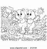 Coloring Clipart Bear Outline Riding Bike Cubs Pages Illustration Rf Royalty Bannykh Alex Twins Putting Sisters Evil Makeup Step Websitehome sketch template