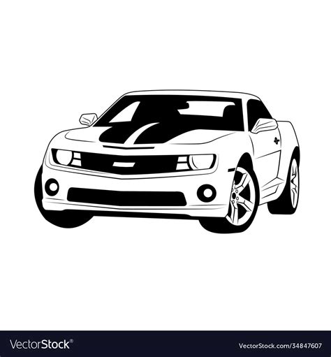 muscle car  art outline car royalty  vector image