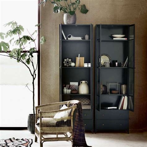tall black metal display cabinet  accessories   home