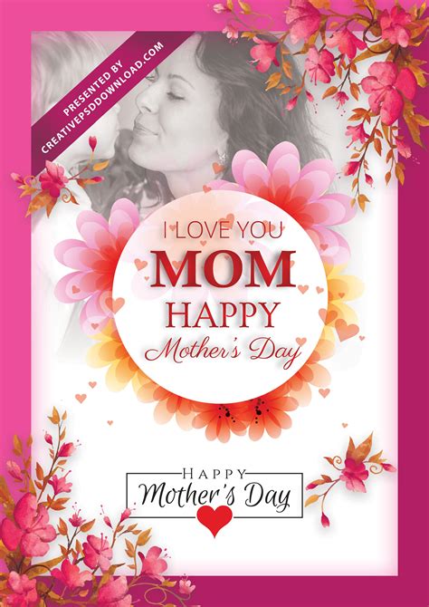 I Love You Mom Happy Mothers Day Flyer Template Psd Free