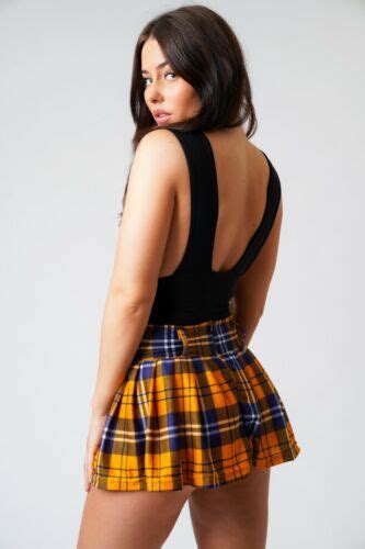 Tartan Pleated Mini Skirt Womens High Waist Checks Casual Plaid Short