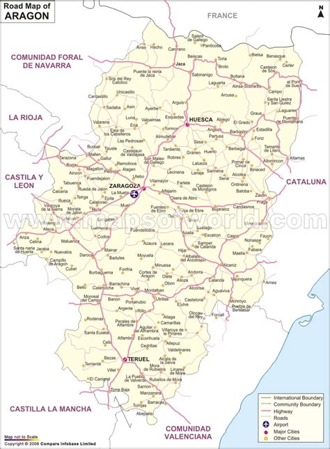 aragon road network map spain