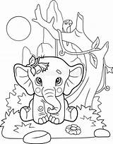 Colorazione Erba Carino Siede Elefante sketch template