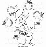 Rings Golden Five Cartoon Coloring Juggling Christmas Vector Outlined Woman Ron Leishman Royalty sketch template