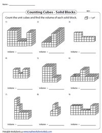volume  counting cubes worksheets