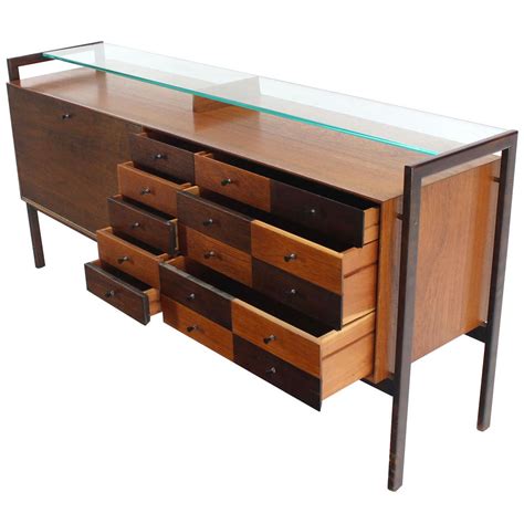 multi drawer drop front bar compartment glass shelf top long dresser checker  sale  stdibs