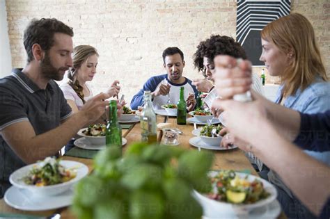 friends eating  stock photo