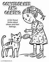 Coloring Daisy Caring Scout Considerate Girl Pages Law Petal Petals Scouts Cat Activities Feeding Green Makingfriends Respect Friendly Helpful Responsible sketch template