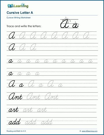 cursive alphabet worksheets printable  learning