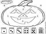 Math Kindergarten Pumpkin Halloween Roll Fun Activities Color Numbers Visit Number sketch template