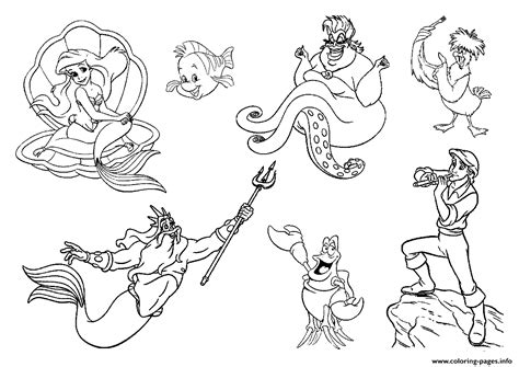 mermaid  characters  coloring page printable