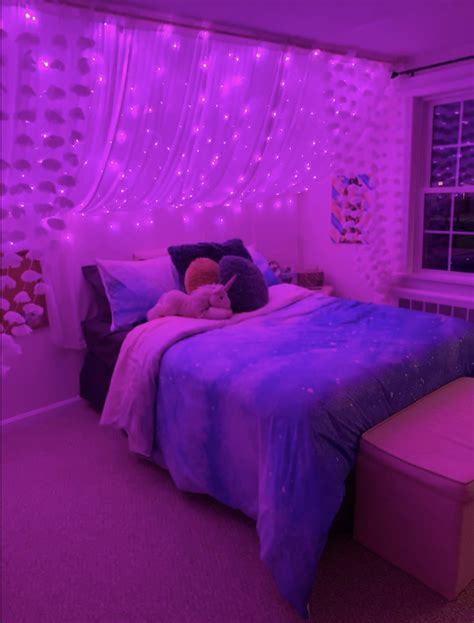 Purple Led Curtain Lights Neon Bedroom Room Ideas Bedroom Neon Room