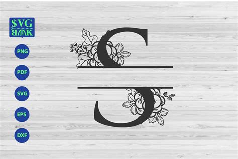split monogram letter  svg alphabet floral initial logo