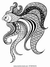 Octopus Zentangle Ornate Tribal Mandalas Ornamental sketch template