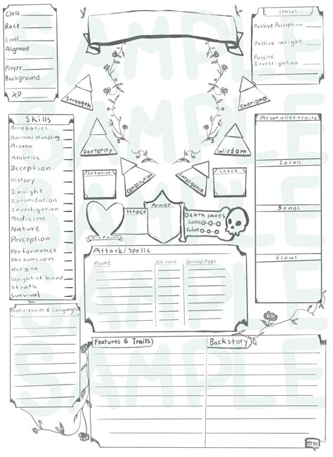 character sheet printable