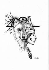 Wolf Headdress Drawing Girl Drawings Paintingvalley sketch template