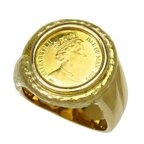 elizabeth ii  gold coins ring  goldk gold  women   gold coin ring